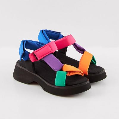 Step Sandalet Kalın Topuklu Renkli